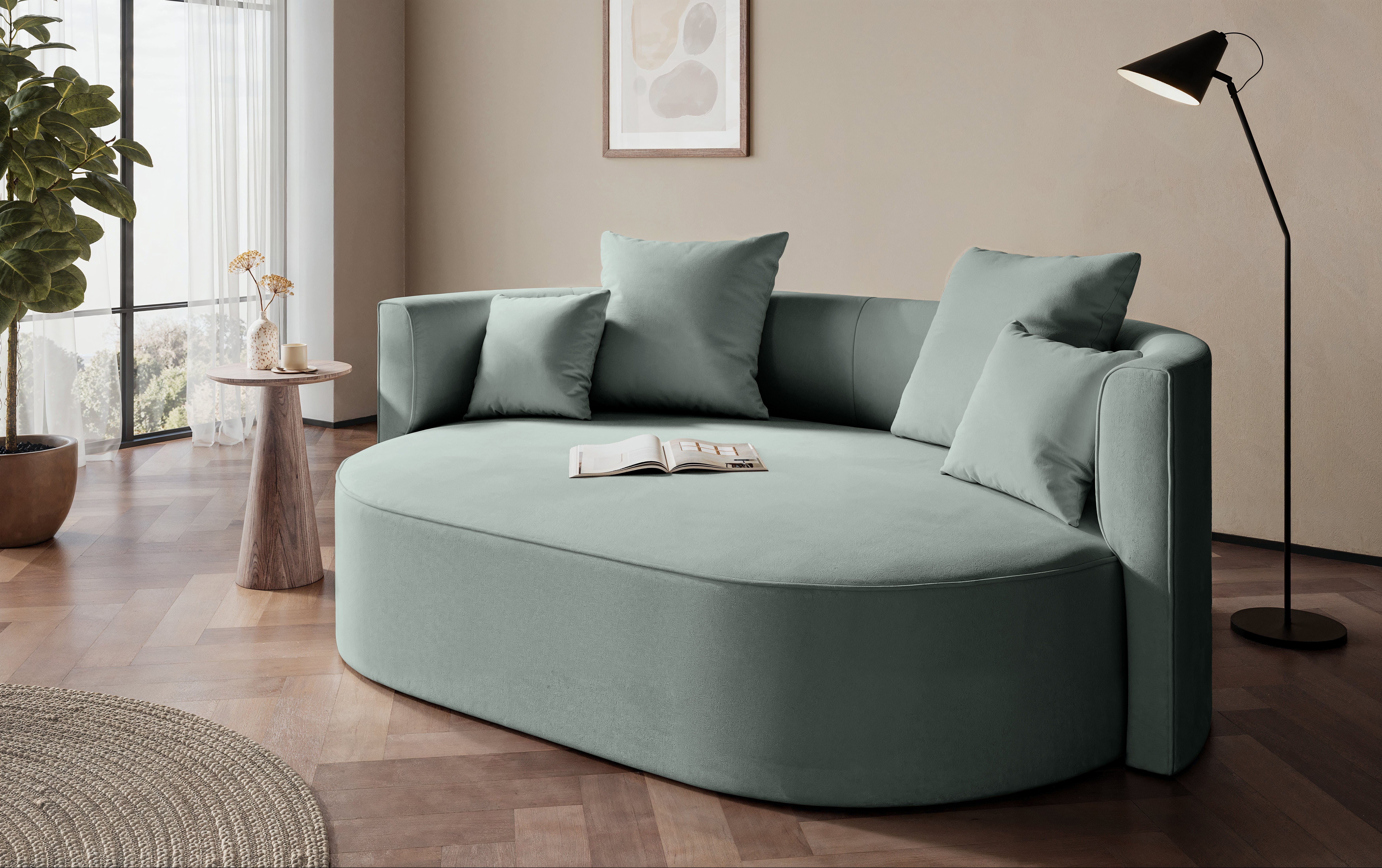 LeGer Home by Lena Gercke 2,5-Sitzer ISALIE, rundes Loungesofa, mit Kissen, perfekt gepolstert, moderne Stoffe, mit 4 Zierkissen, extra große Sitzfläche