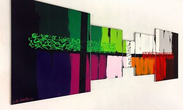 WandbilderXXL XXL-Wandbild Lime Light 220 x 70 cm, Abstraktes Gemälde, handgemaltes Unikat