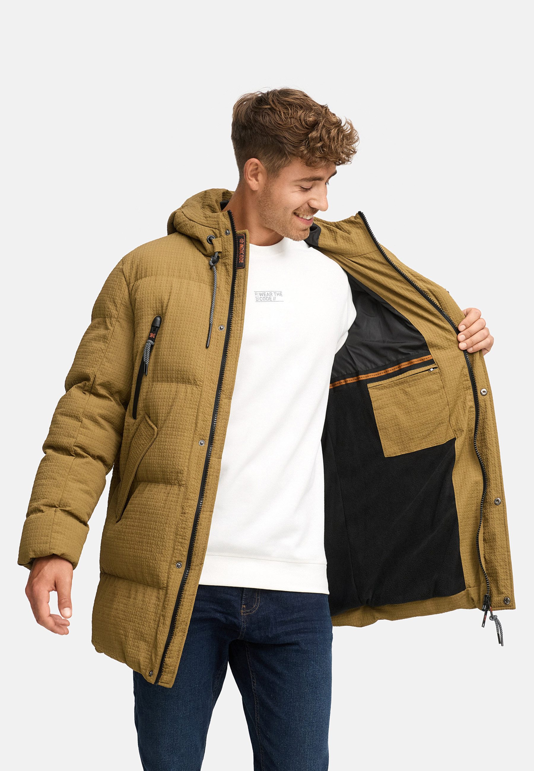 Indicode Wintermantel Herren INLondoy Jacke Winter Herrenjacke Parka mit markanter Struktur und Kapuze