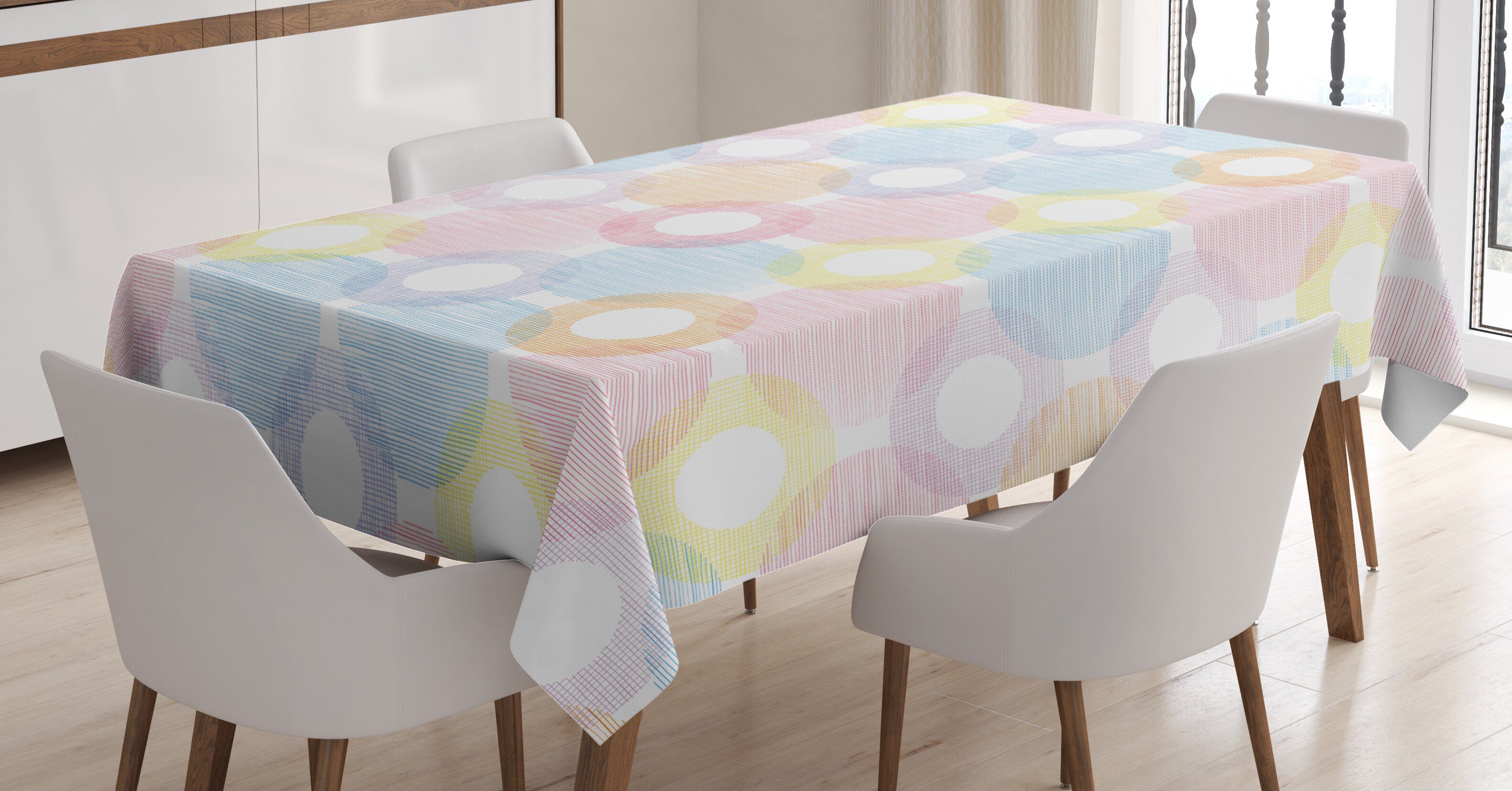 Abakuhaus Tischdecke Farbfest Waschbar Für den Außen Bereich geeignet Klare Farben, Pastell Big Spots Overlapping