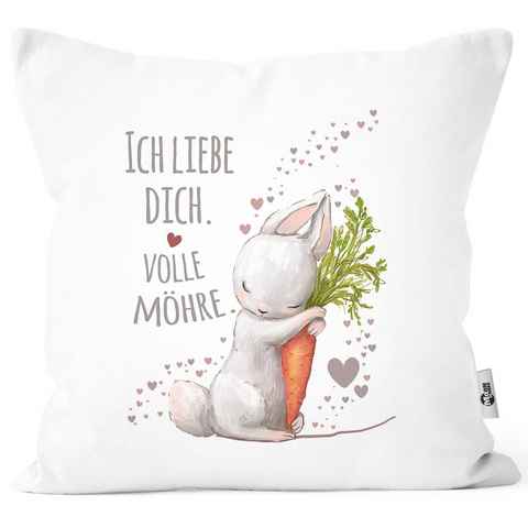 MoonWorks Dekokissen Kissenbezug Liebesgeschenk Ich liebe dich volle Möhre Hase mit Karotte Liebesbotschaft Liebesbeweis Moonworks®