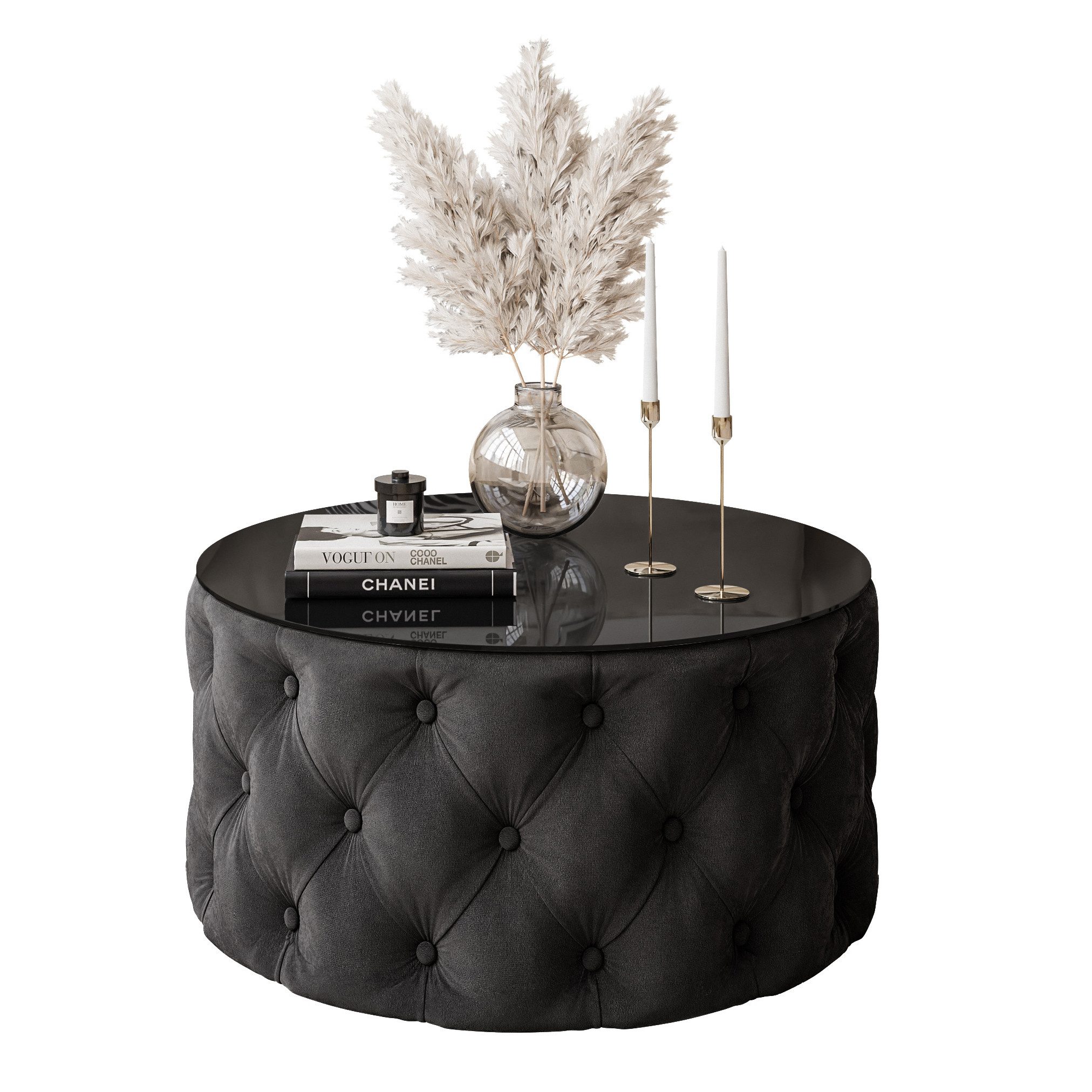 Lookway Couchtisch CHESTERFIELD 70 cm runder gepolsterter couchtisch günstig online kaufen