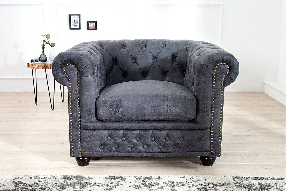 riess-ambiente Chesterfield-Sessel CHESTERFIELD 105cm antik grau günstig online kaufen