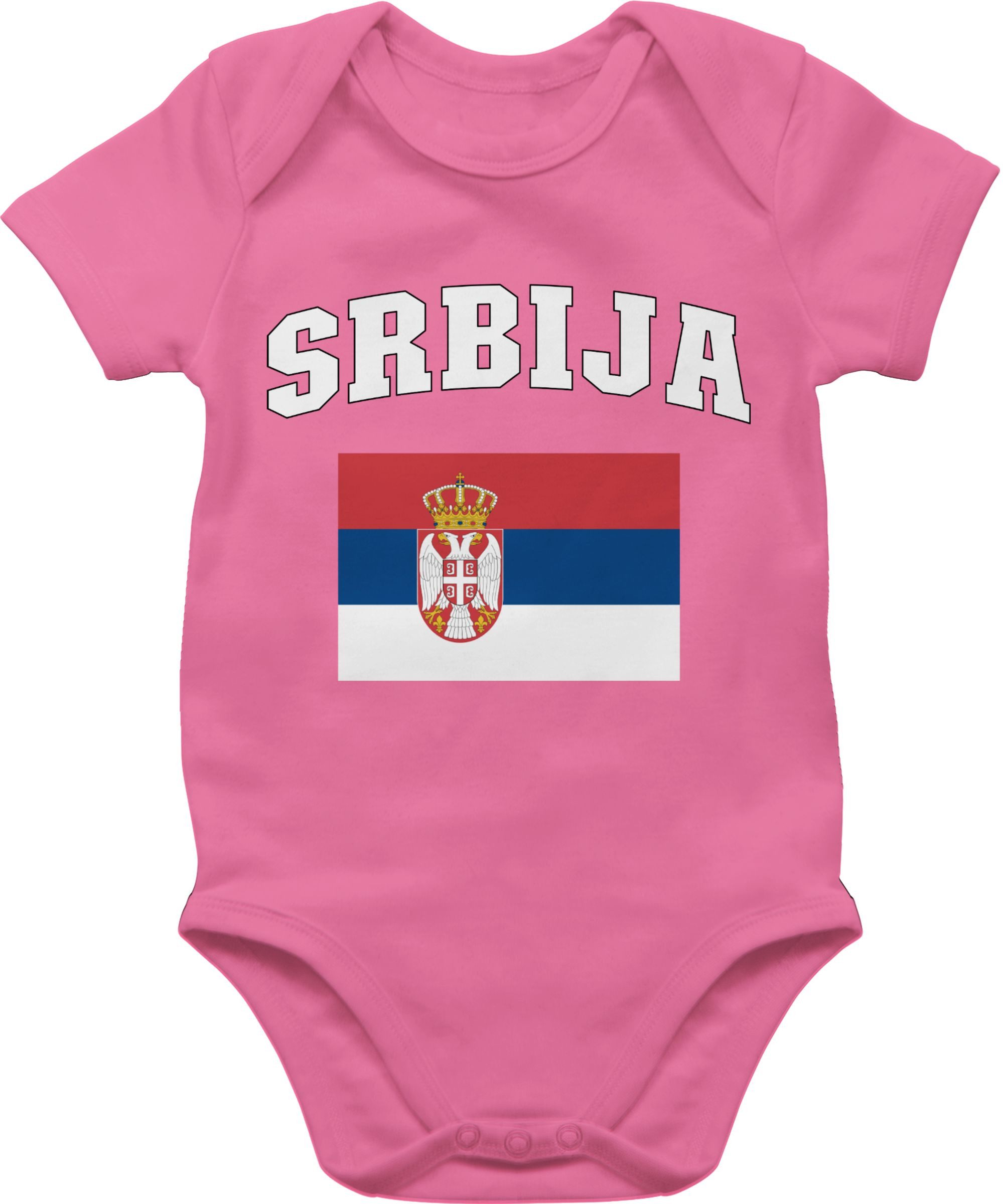 Shirtracer Shirtbody Srbija Schriftzug mit Flagge, Serbien, Serbia, Republik Serbien, R 2026 Fussball WM Fanartikel Baby