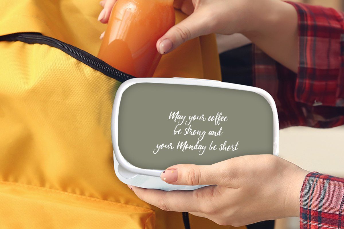 MuchoWow Lunchbox Möge dein Zitate - Kunststoff, Kaffee Erwachsene, und Kaffee kurz und - sein dein Mädchen Jungs Brotdose, und -, Brotbox Kinder (2-tlg), weiß für für Montag stark