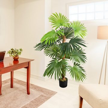 Kunstpalme Kunstpflanze Palme Palmfarn Farnpalme Plastik Künstliche Pflanze 120cm, Decovego