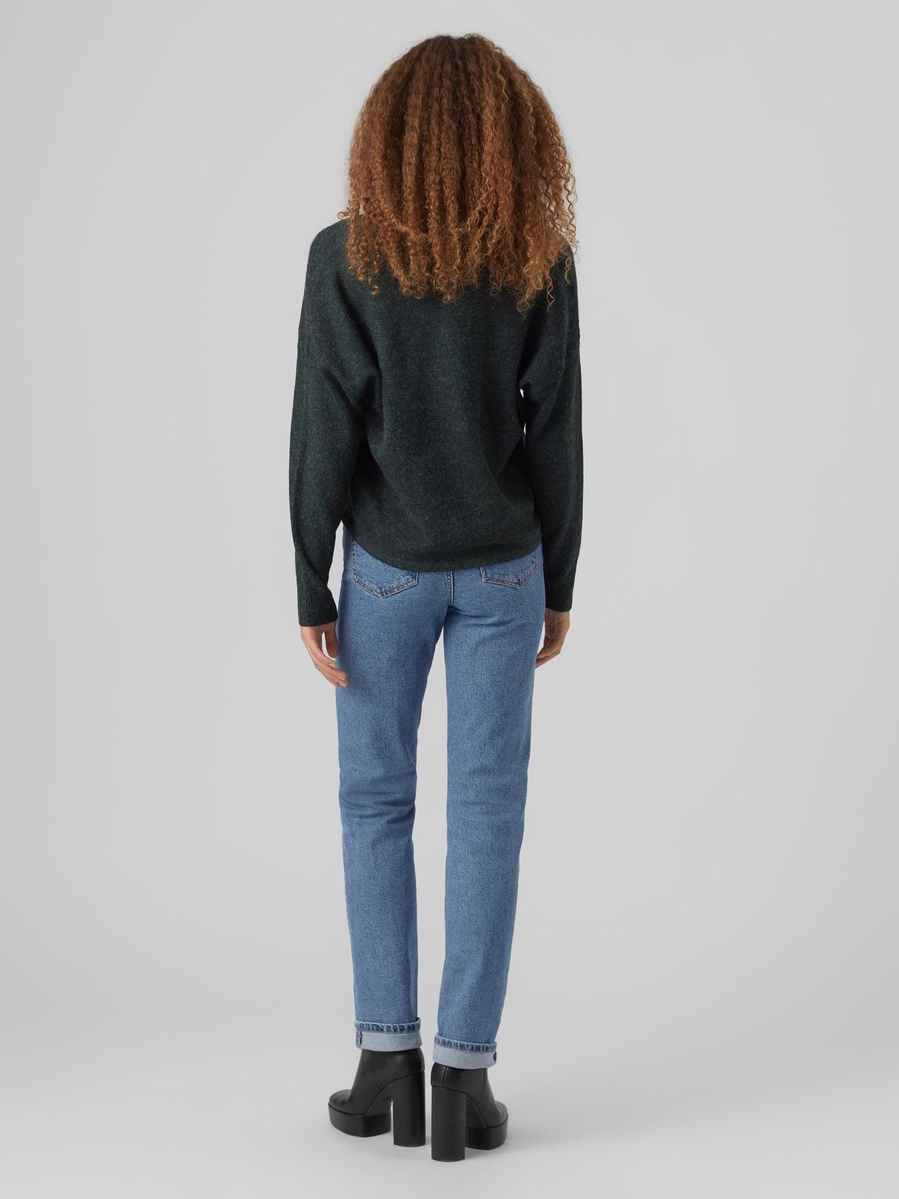 Vero Moda Strickpullover V-Ausschnitt Sweater Langarm Feinstrick in Pullover 4852 VMDOFFY Grün