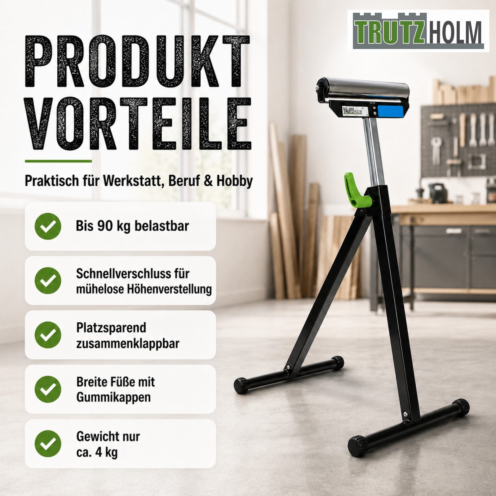 TRUTZHOLM Gerüst 2x Rollenbock 90 kg höhenverstellbar bis 109cm 30 cm Rollenbreite, (Spar-Set), klappbar