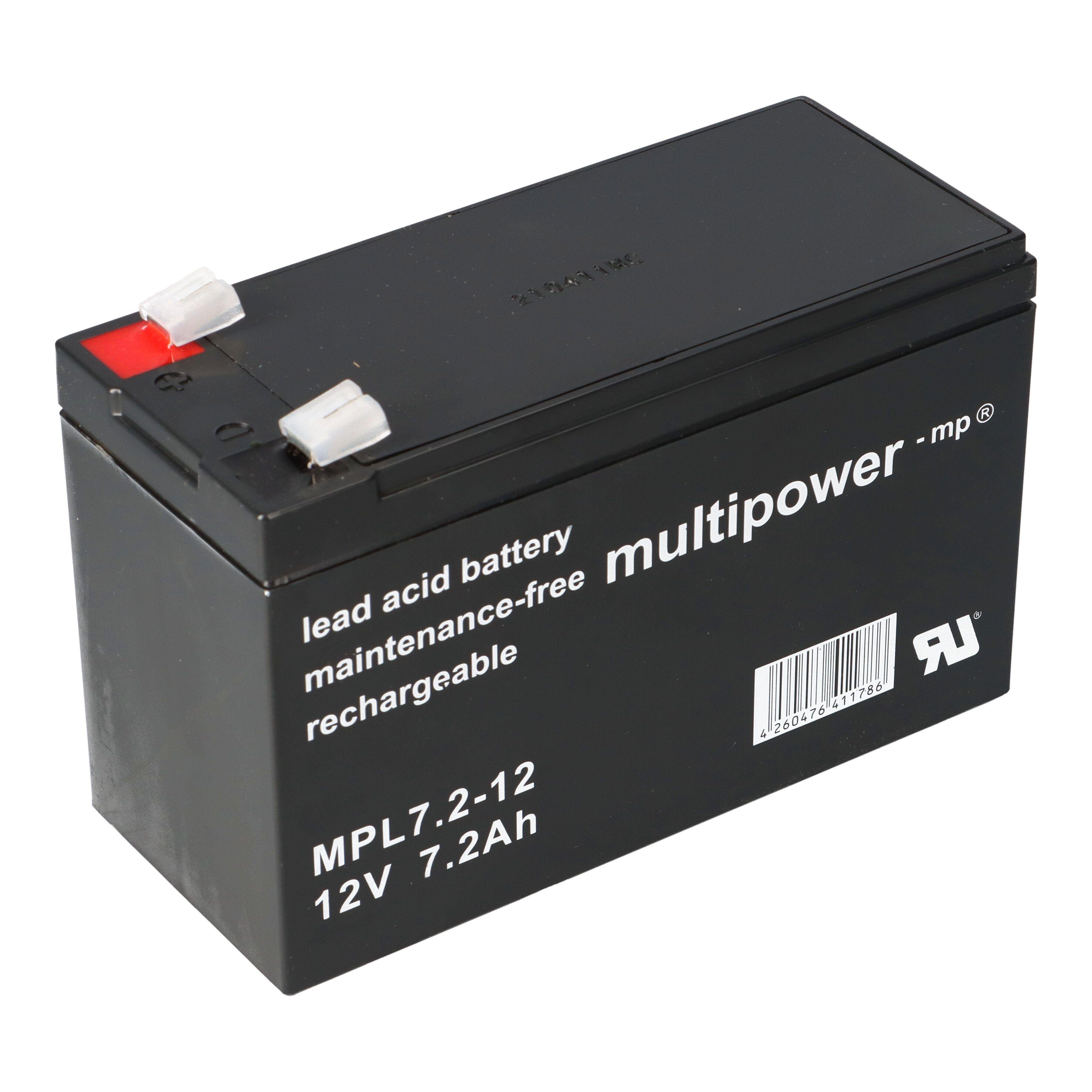 Multipower Multipower Blei-Akku Anschluss Bleiakkus 7,2Ah MPL7,2-12 12V Pb longlife 6,3mm