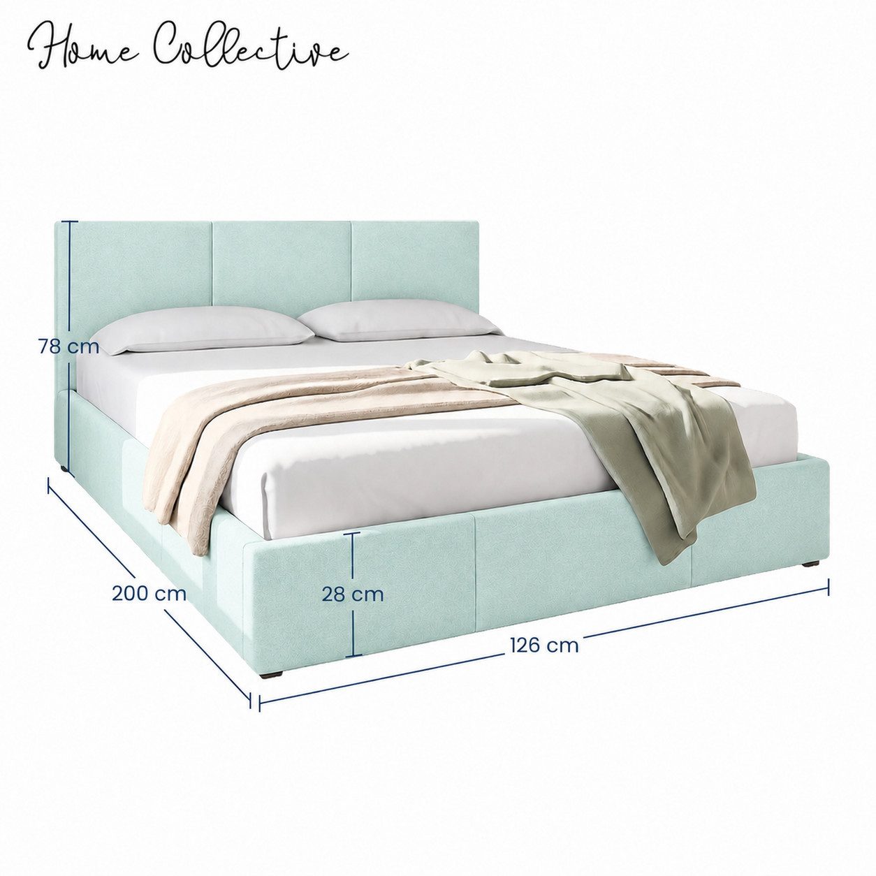 Home Collective Polsterbett Bett Doppelbett Bettgestell mit Lattenrost & Stauraum, mehrere Größen (Größen: 120x200 140x200 160x200 180x200, samtweicher Veloursstoff, in Europa hergestellt), Bettkasten flexibler Lattenrost mit Härtegradeinstellung Hellblau