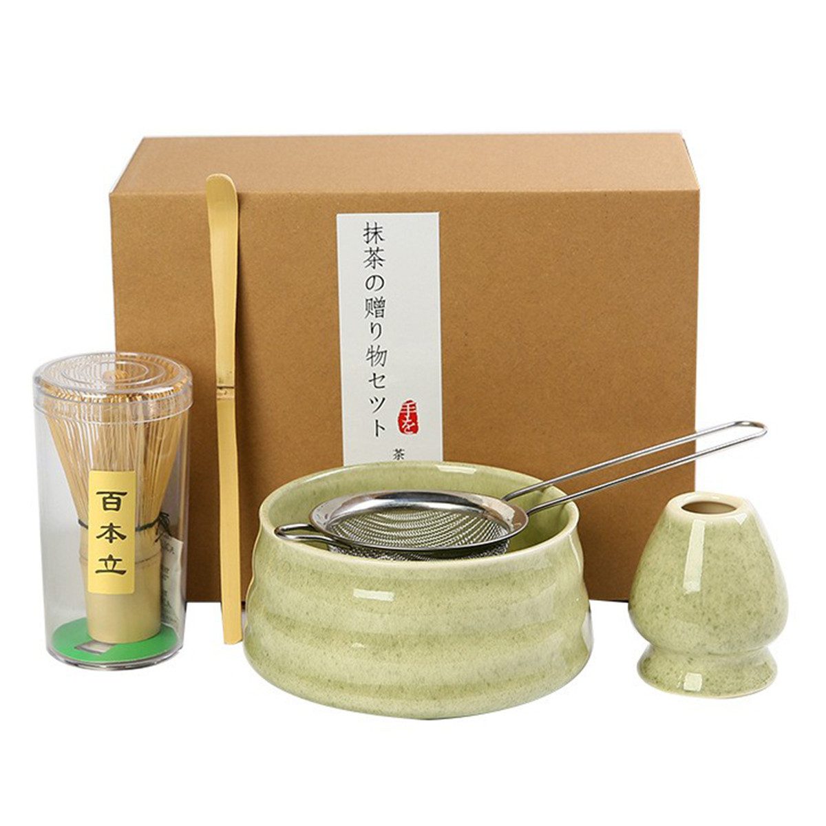 Welikera Чайный сервиз 5-teiliges Matcha-Set – Besen, Ständer, Schale, Löffel & Sieb, Keramik (5-tlg)
