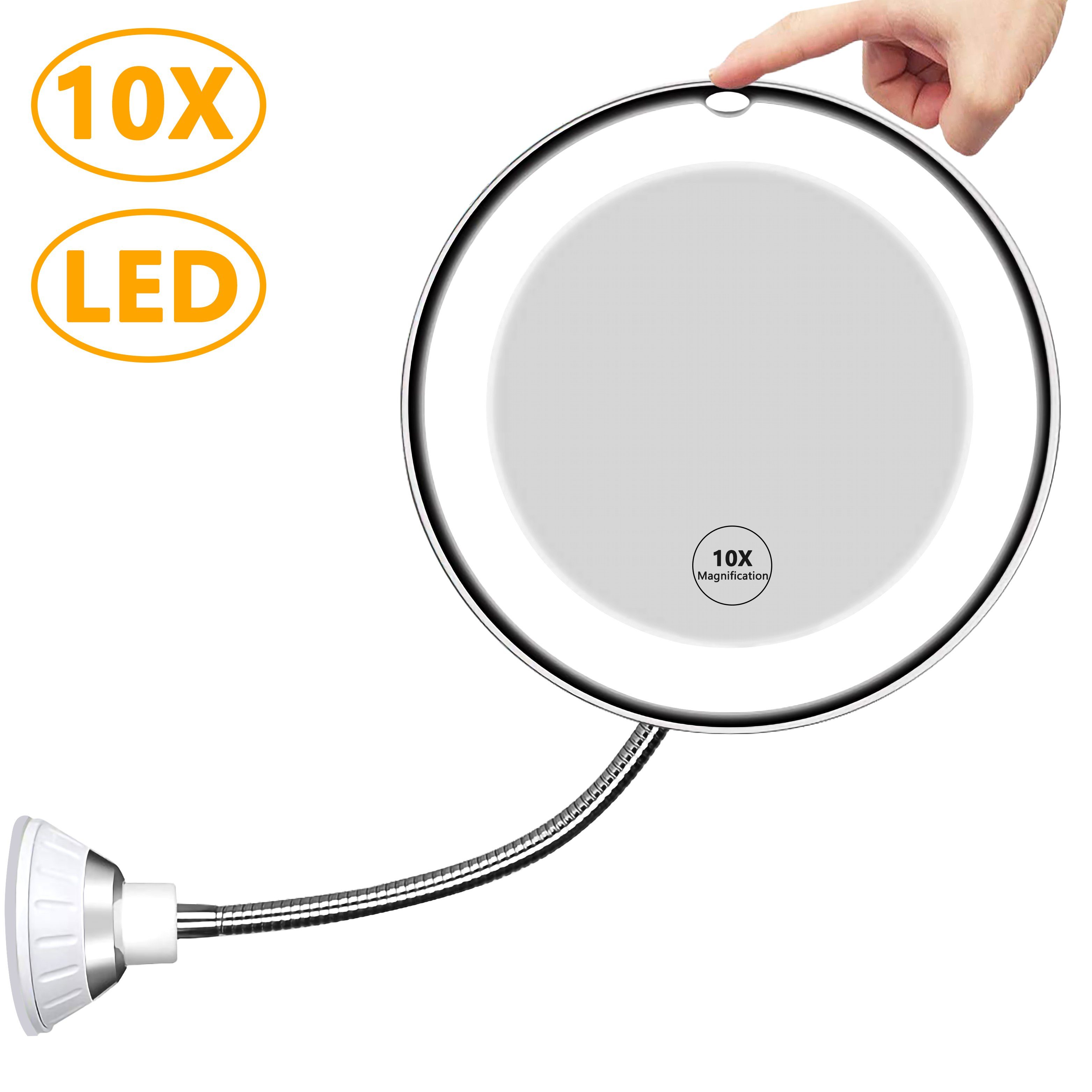 Schminkspiegel LED Vergrößerungsspiegel GelldG Licht, 10-facher Vergrößerung Flexibler mit
