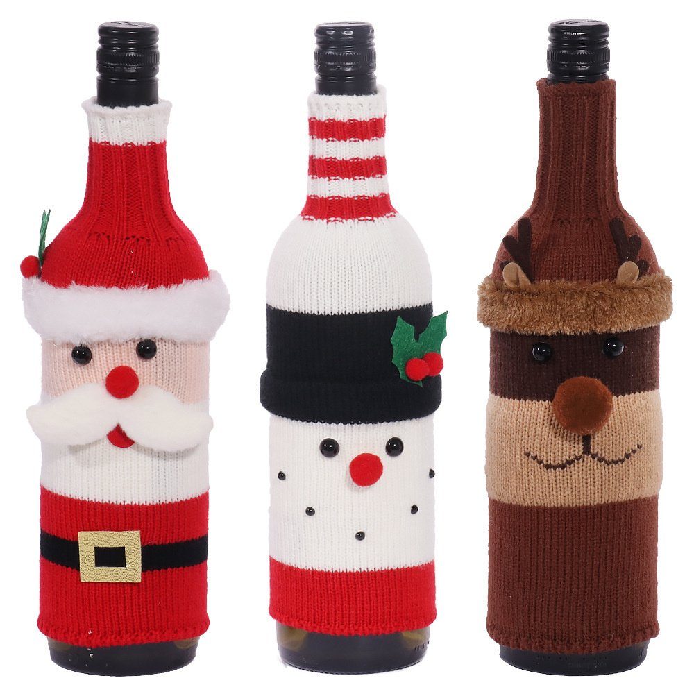 HALWEI Weinflaschenhalter 3 Stück Weihnachten Pullover Wein Flasche Staubbeutel, (3-St)