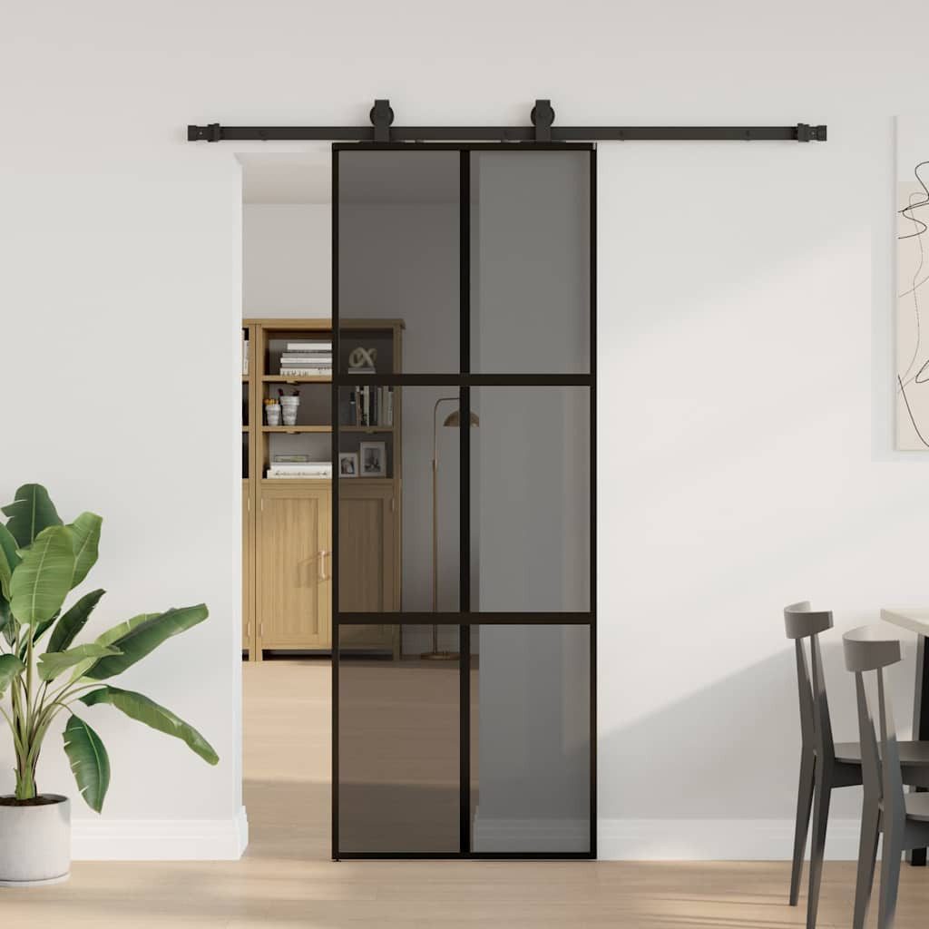 vidaXL Zimmertür 76 x 205 cm 183 cm sliding rail Schiebetür mit Beschlag Schwarz 76x205