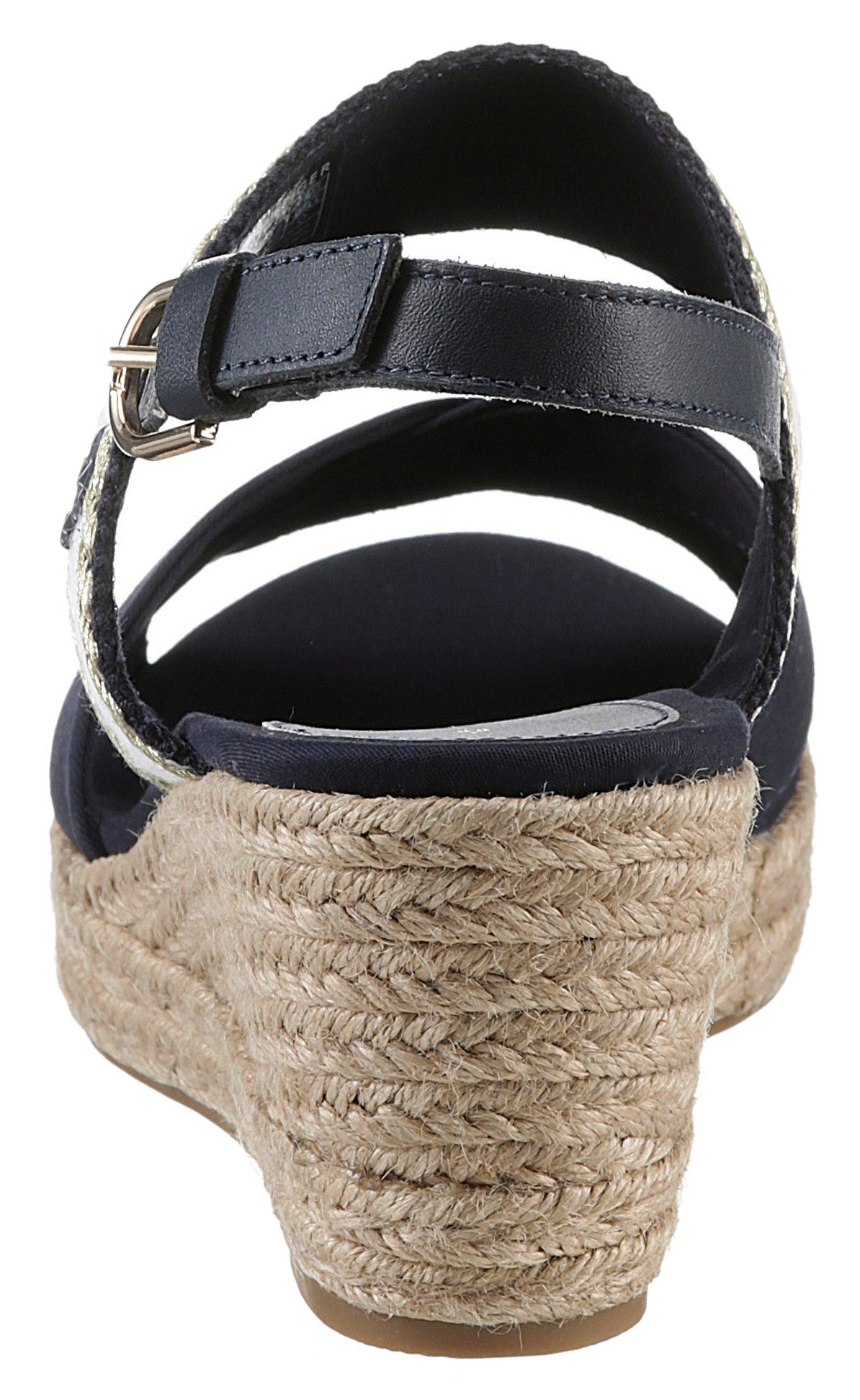 Hilfiger GOLDEN MID schmale Tommy WEDGE; Fesselriemchen, Keilsandalette mit WEBBING verstellbarem Form