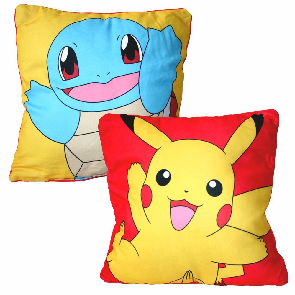 POKÉMON Dekokissen Pikachu & Schiggy Pokemon 40 x 40 cm Deko-Kissen Wende-Motiv