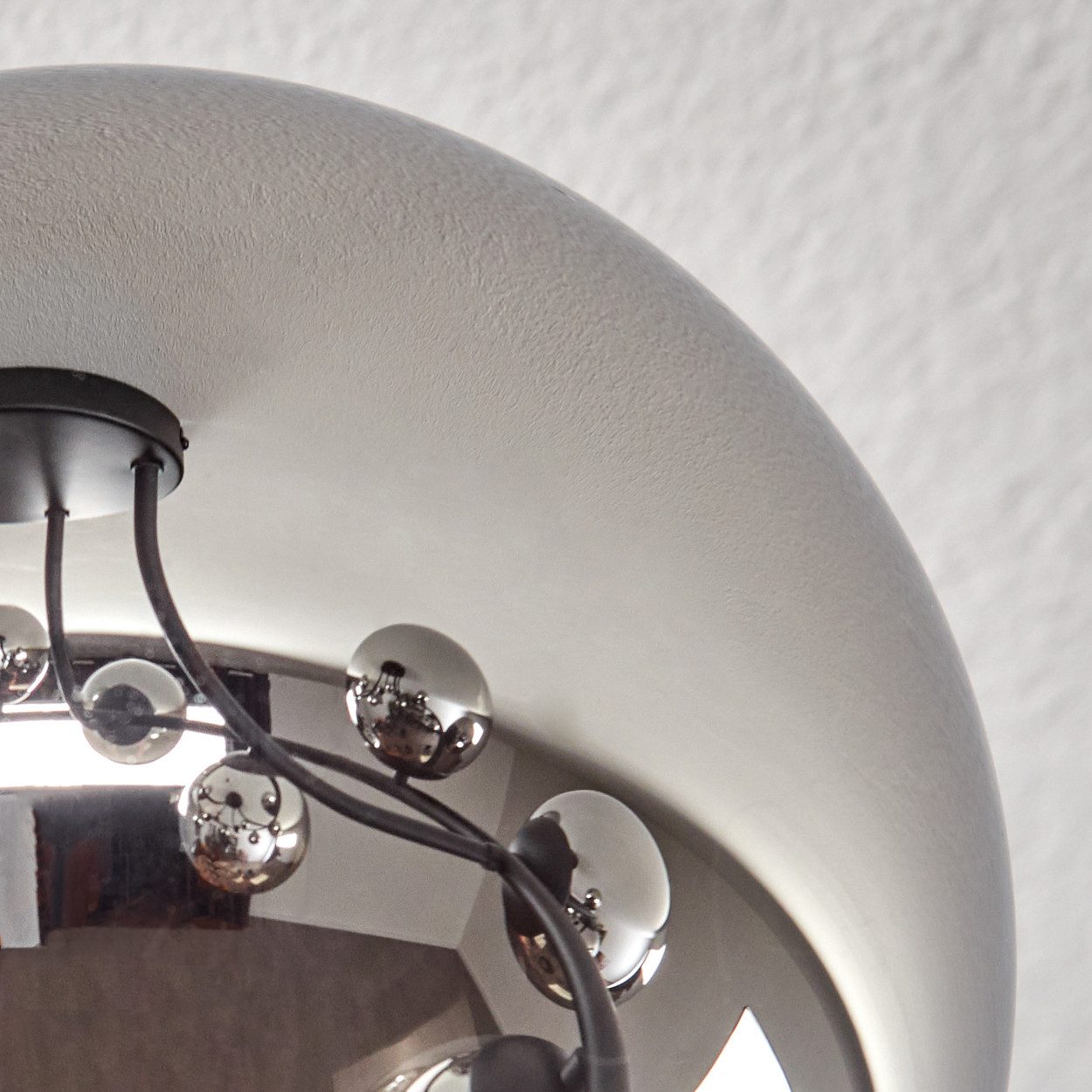 hofstein Deckenleuchte Deckenlampe aus Metall/Glas in Schwarz/Chrom/Rauch, ohne Leuchtmittel, Leuchte im Retro/Vintage-Design (Schirme Ø 10,12 cm), 12 x G9 – Bild 3 von 5