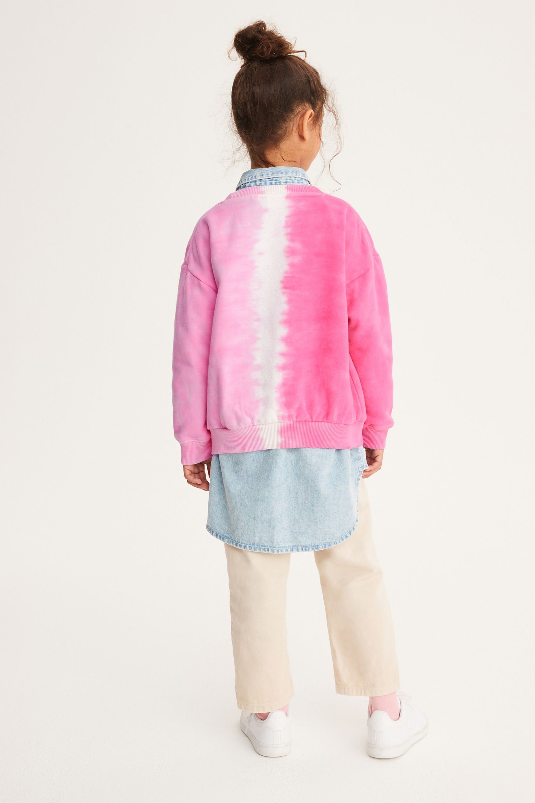 Pink Next Rundhalsausschnitt (1-tlg) Sweatshirt mit Tie Sweatshirt Dye