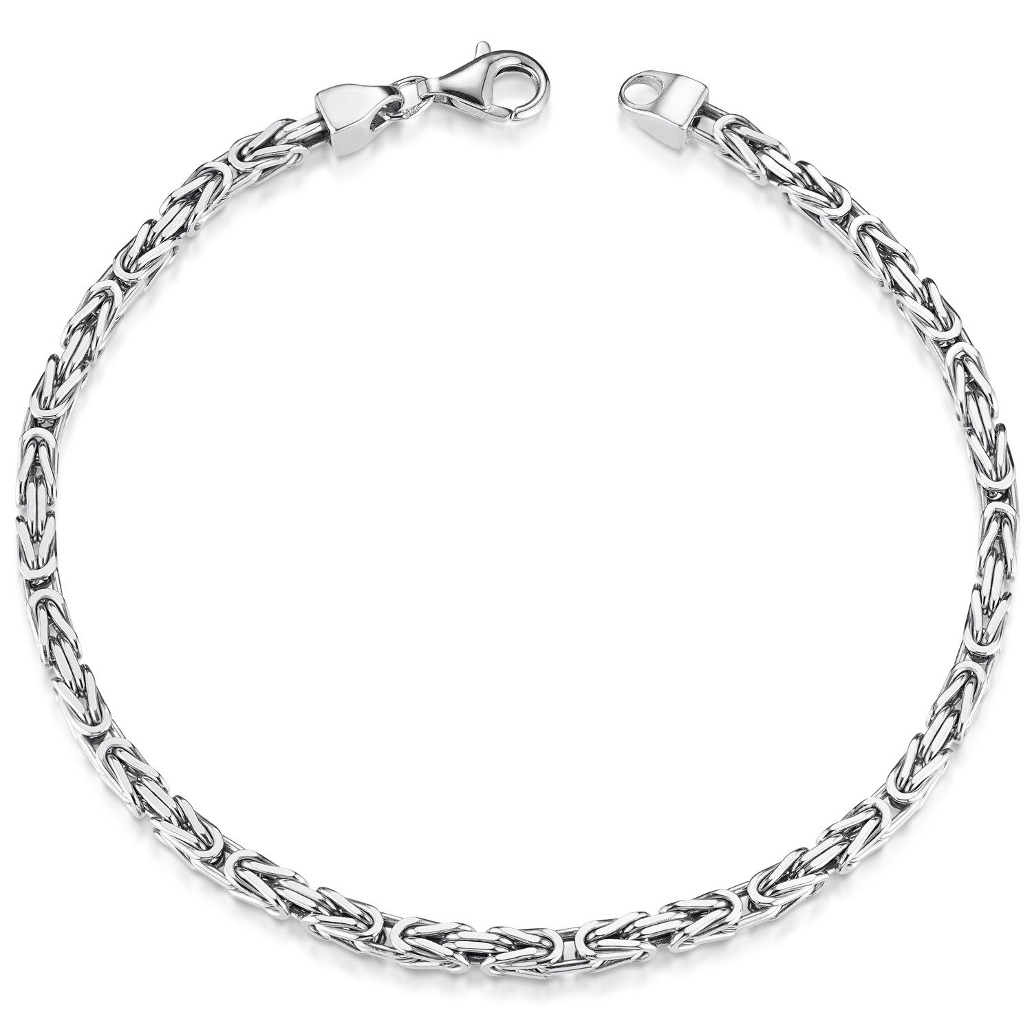 Materia Königsarmband Herren Sterling SA-36, 3mm 925 rhodiniert Silber, diamantiert Silber