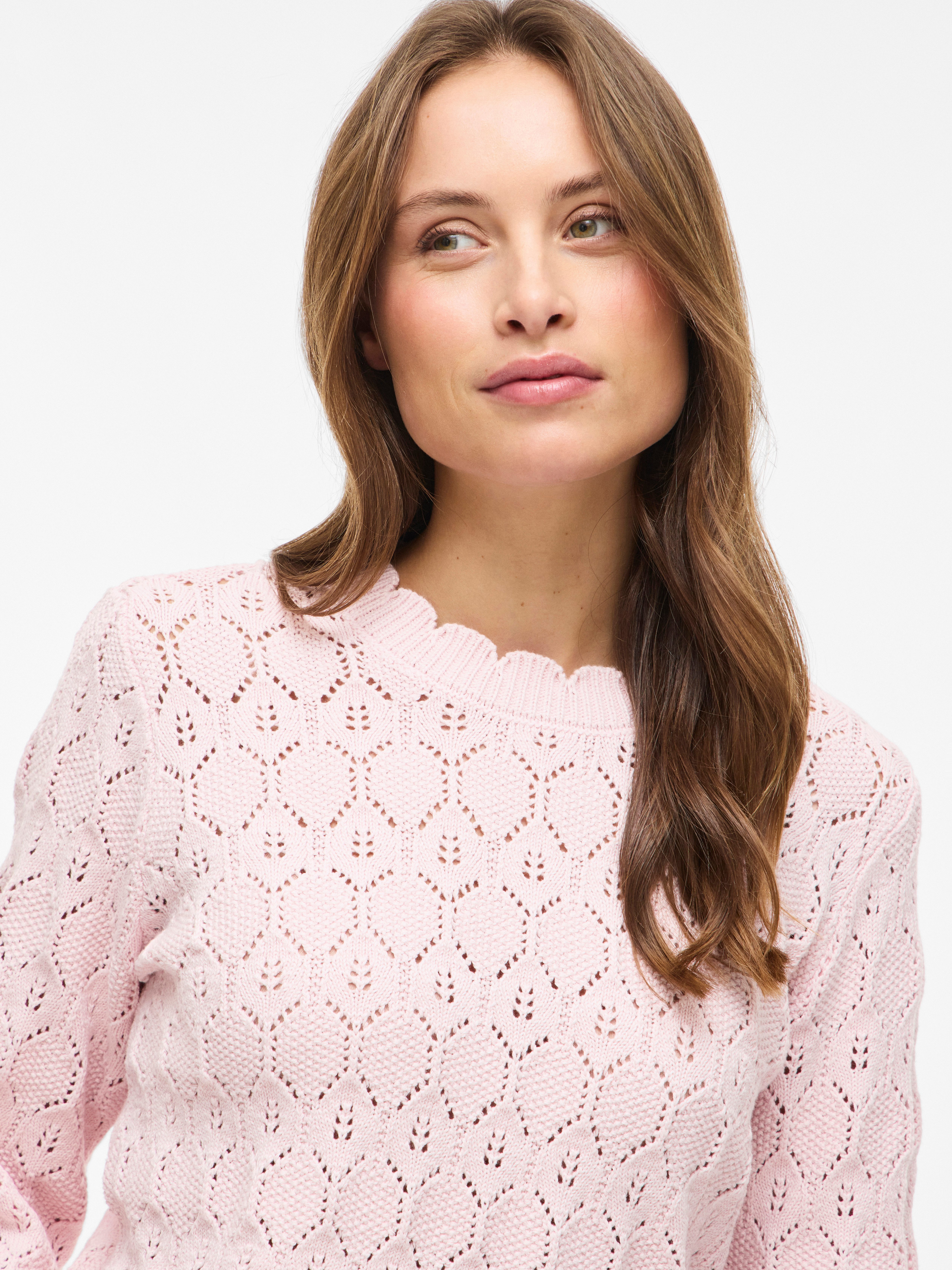 Vila Rundhalspullover VILOWEN L/S POINTELLE KNIT TOP/PB – Bild 4 von 5