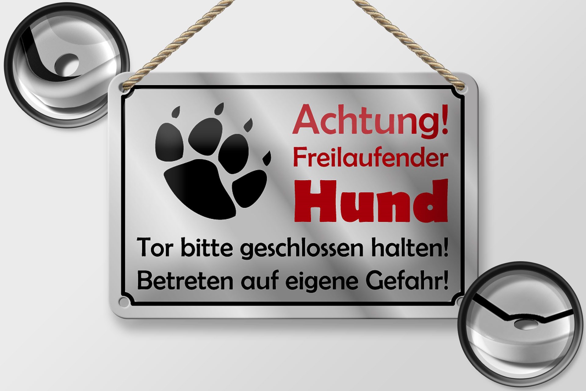 Femer GmbH Metallschild Hinweis 18x12cm Achtung Freilaufender Hund Gefahr S günstig online kaufen