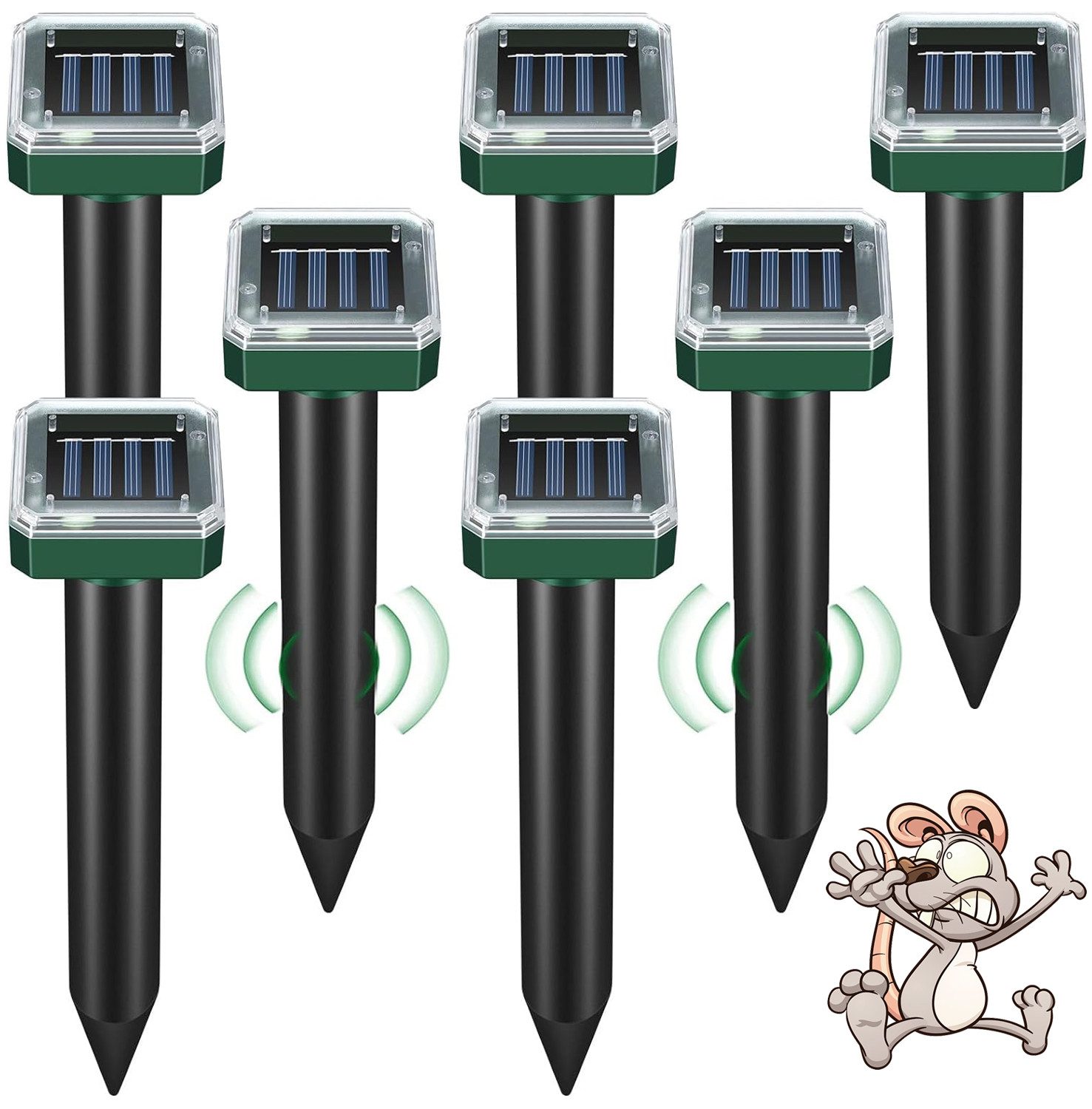 Ultraschall-Tierabwehr Ultraschall-Tierabwehr Maulwurf-Vertreiber Ultraschall Wühlmäuse 8 Stk