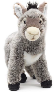 Uni-Toys Kuscheltier Esel grau, stehend - 28 cm (Höhe) - Plüsch-Pferd - Plüschtier, zu 100 % recyceltes Füllmaterial
