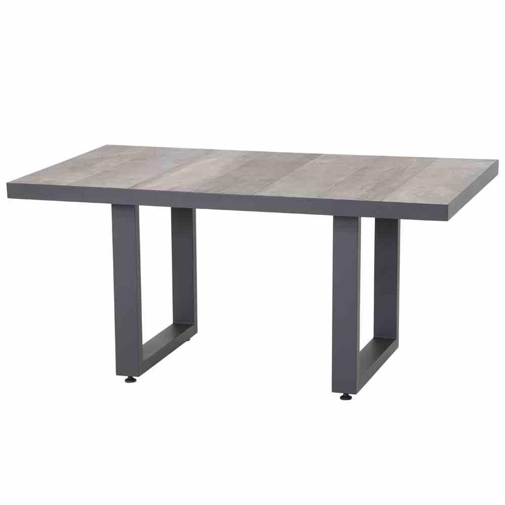 GAUTZSCH Gartentisch in matt anthrazit, washed grey - 140x67x85 (BxHxT)