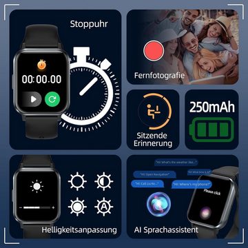 Gardien Smartwatch (1.83 Zoll, Andriod iOS), mit Telefonfunktionr Fitnessuhr 100+ Sportmodi Pulsuhr SpO2-Monitor
