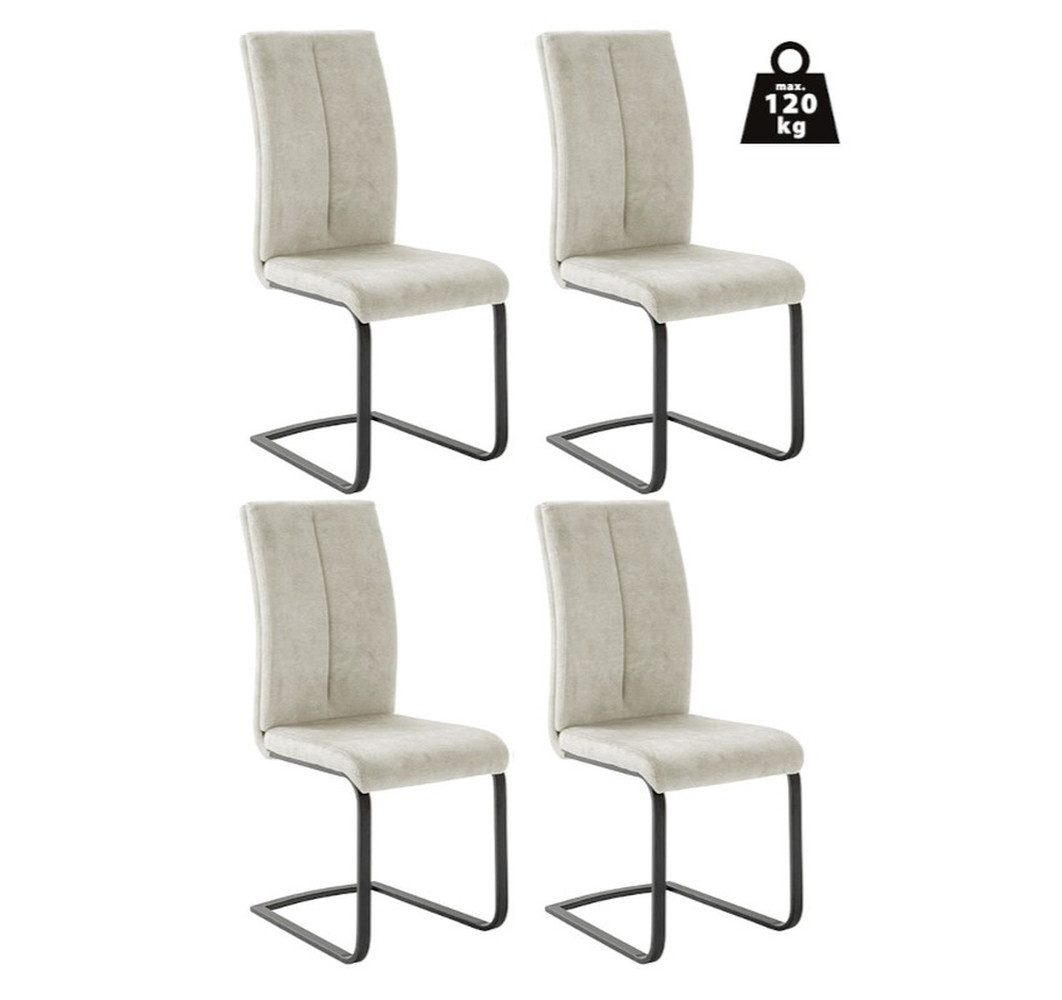 MCA furniture Freischwinger (4er-Set) mit Griff, Bezug creme - 43x103x60 (BxHxT)