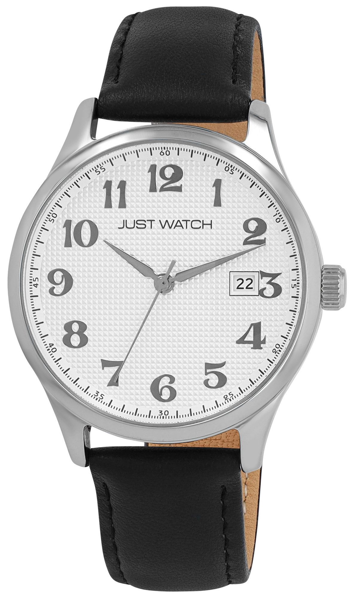 JUST WATCH Quarzuhr JW20197 Herren Echtlederband Uhr, watch, Basic, 5 ATM, Datum