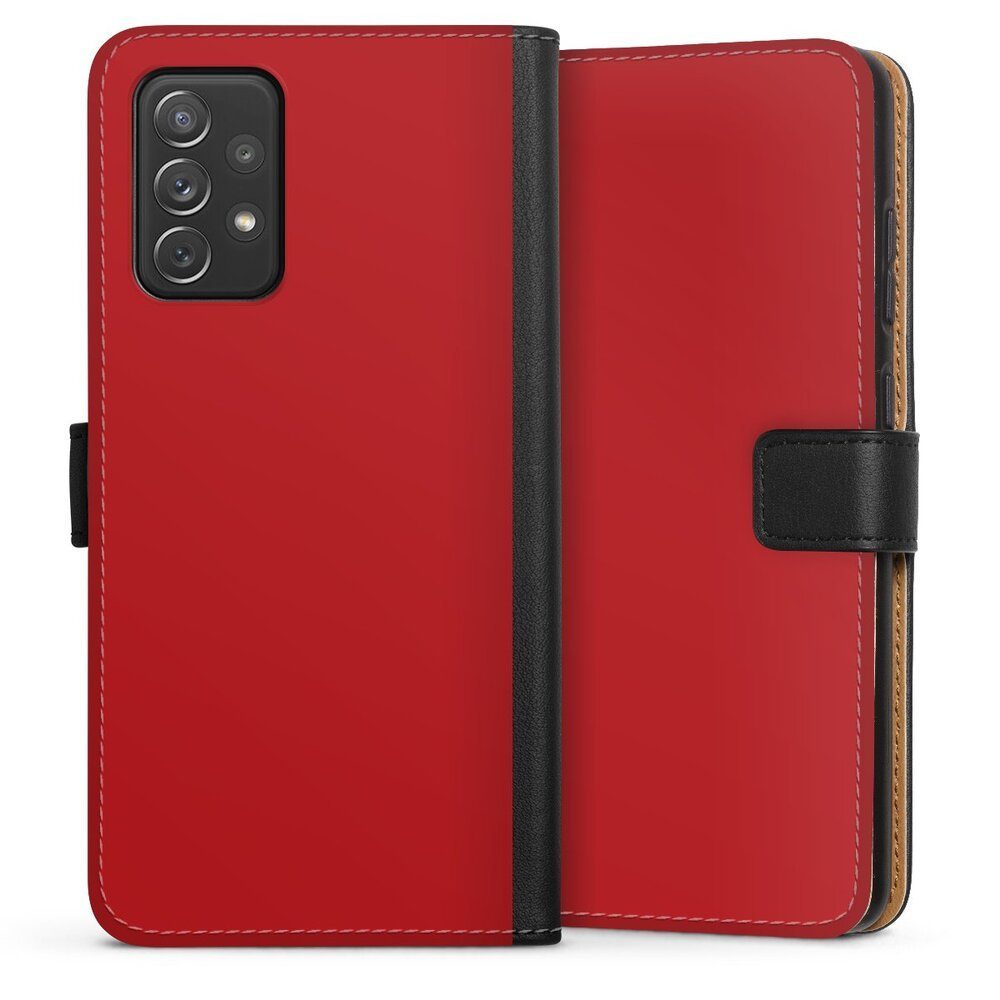 DeinDesign Handyhülle Rot einfarbig Farbe Karminrot, Samsung Galaxy A72 Hülle Flip Case Klapphülle Handytasche Leder