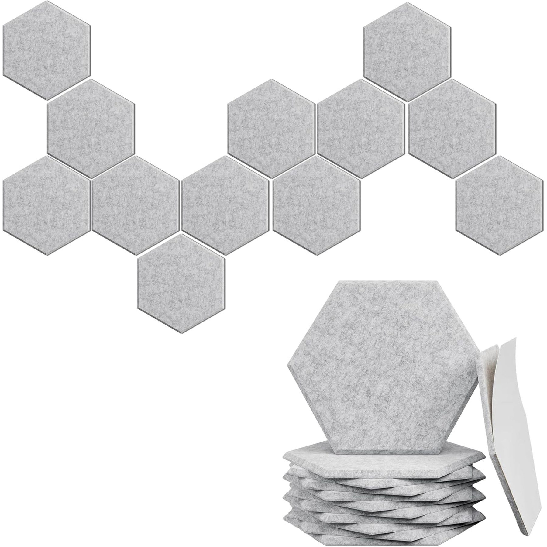 Mutig Akustikplatte Akustikplatte 12 Stück Hexagon Akustikpaneele Selbstklebend, (Akustikschaumstoff Schalldämmung, Hohe Dichte Schallschutzplatte), Akustik Absorber Akustikpanel für Wand Decke vom Studio Büro