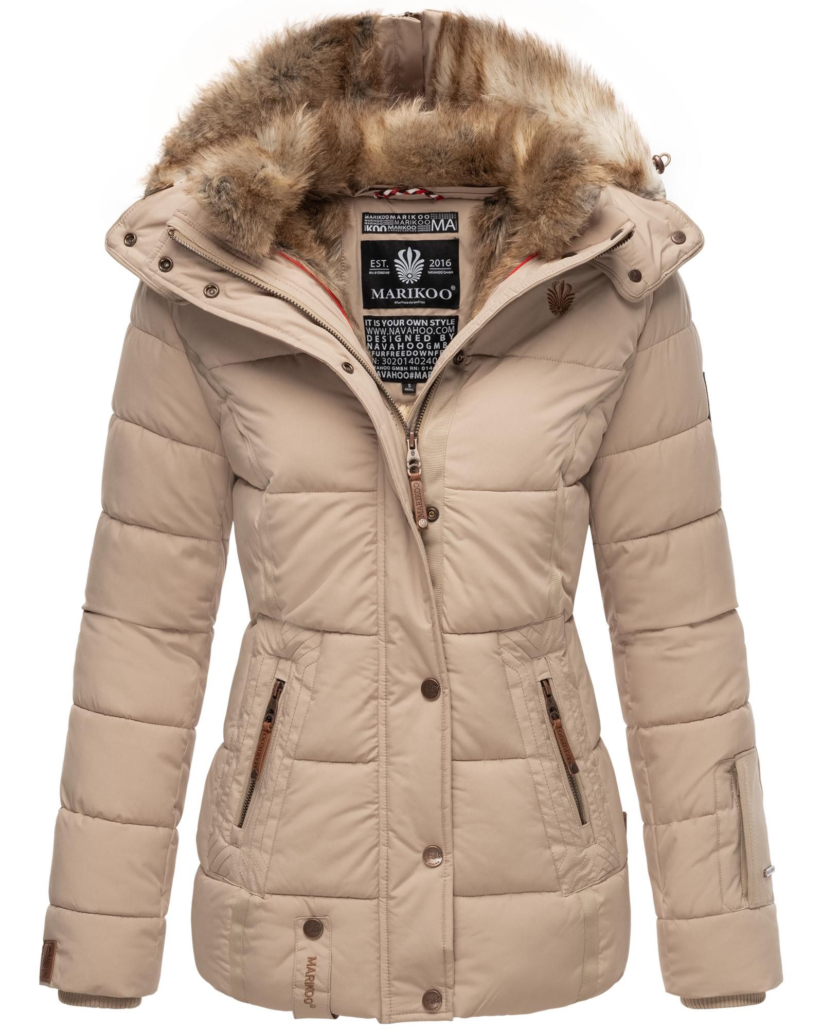 Marikoo Winterjacke Nekoo stylische Damen Steppjacke mit großer Kapuze