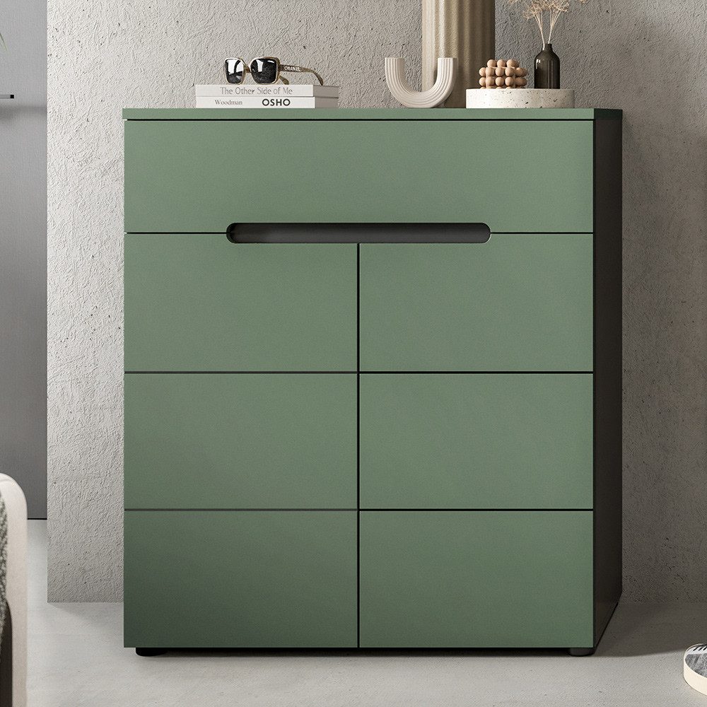 Lomadox Schuhschrank CORTANA-158 80 cm breit, Grün & Grau