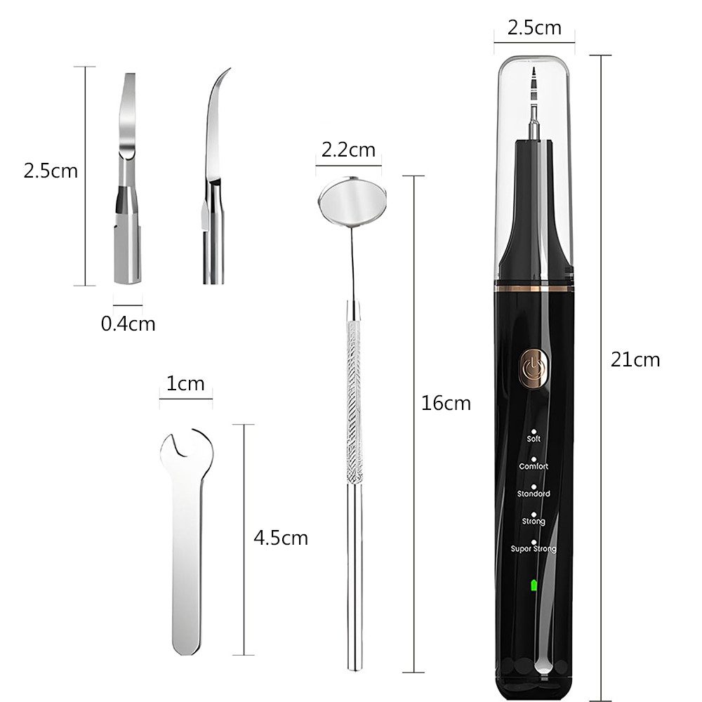 TUWENA Mundpflegecenter Zahnreiniger Ultraschall für Hund und Katze, Zahnpflege Set, mit LED, 5 Modi, 4 Reinigungsköpfe, 1 Mundspiegel, 1 Pinzette, 1 Zungenschaber