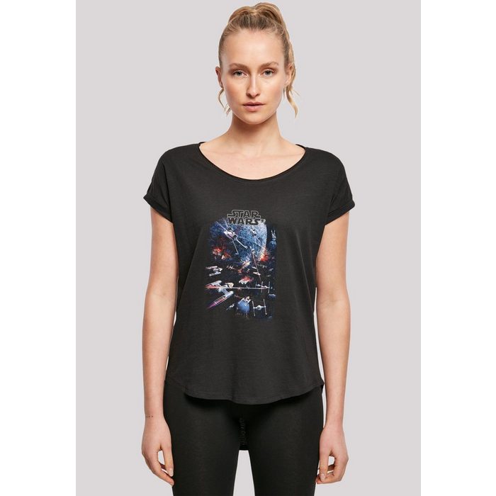 F4NT4STIC T-Shirt Long Cut T Shirt 'Star Wars Galaxy Space Fight Classic' Damen Premium Merch Lang Longshirt Bedruckt