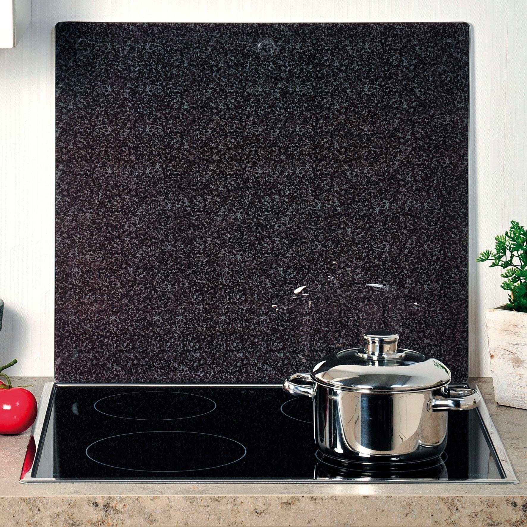 Granit, tlg), kitchen for und home unzerbrechlich Schiefer-Dekor praktisch Abdeckplatte Schneide- mit ESG-Sicherheitsglas, (1 & KESPER