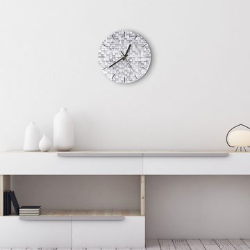 DEQORI Wanduhr 'Ungleichmäßige Ziegel' (Glas Glasuhr modern Wand Uhr Design Küchenuhr)