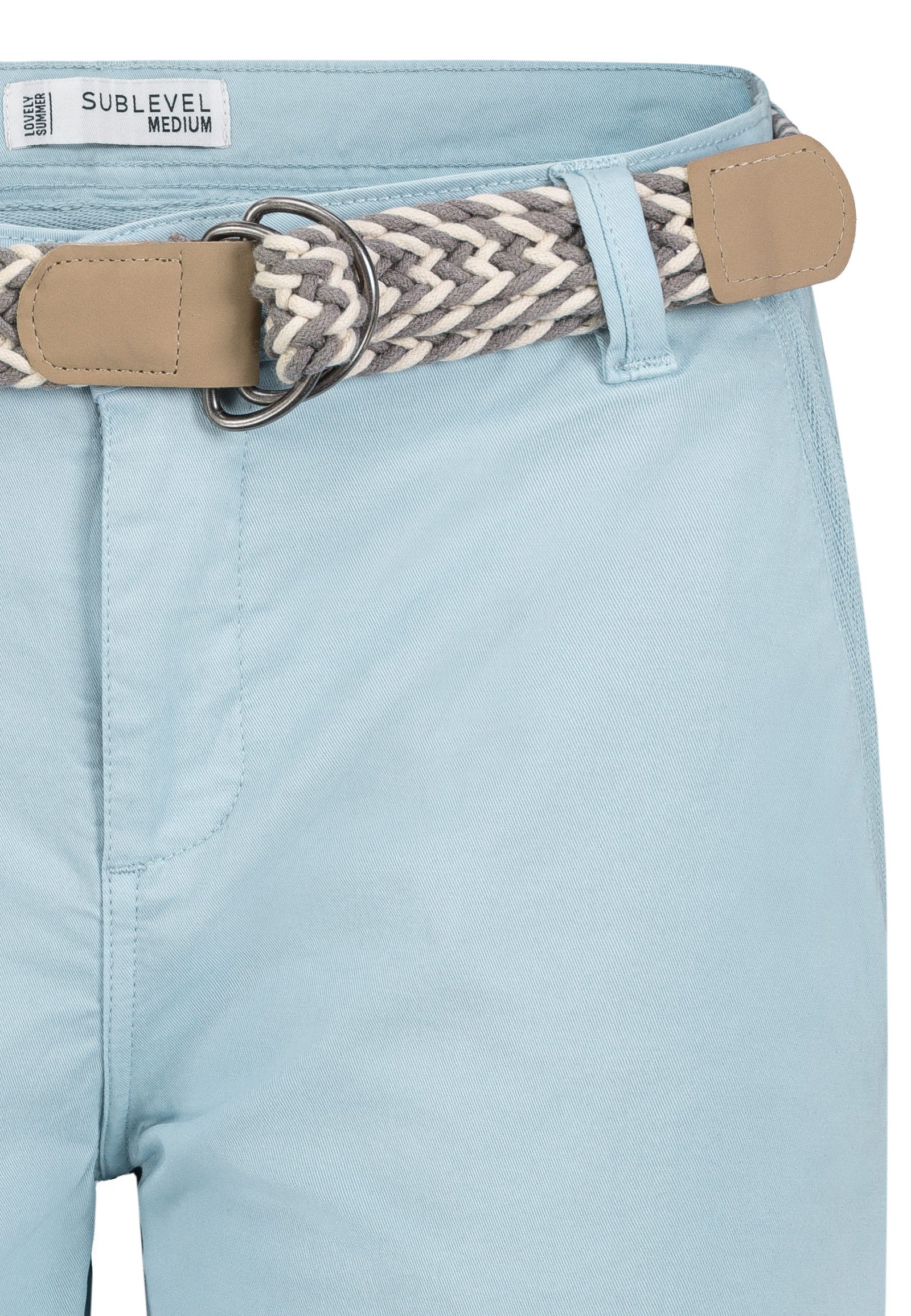 SUBLEVEL Bermudas Damen kurze Stoffhose mit buntem Flechtgürtel Sommerhose, kurze Chinohose, Shorts mit Gürtel