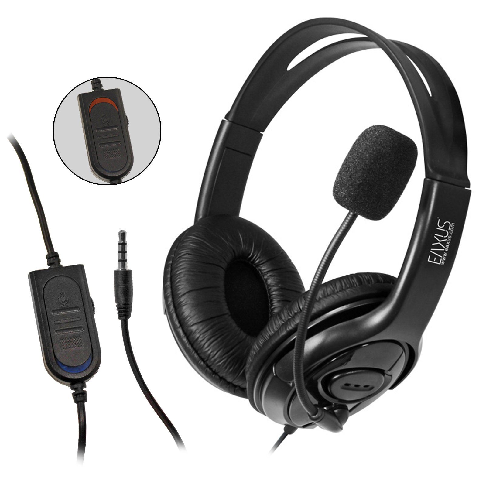 EAXUS Headset für PlayStation für PC Kabel Controller) mit Gaming-Headset 4, direkt 5 (3,5mm und Lautstärkeregler