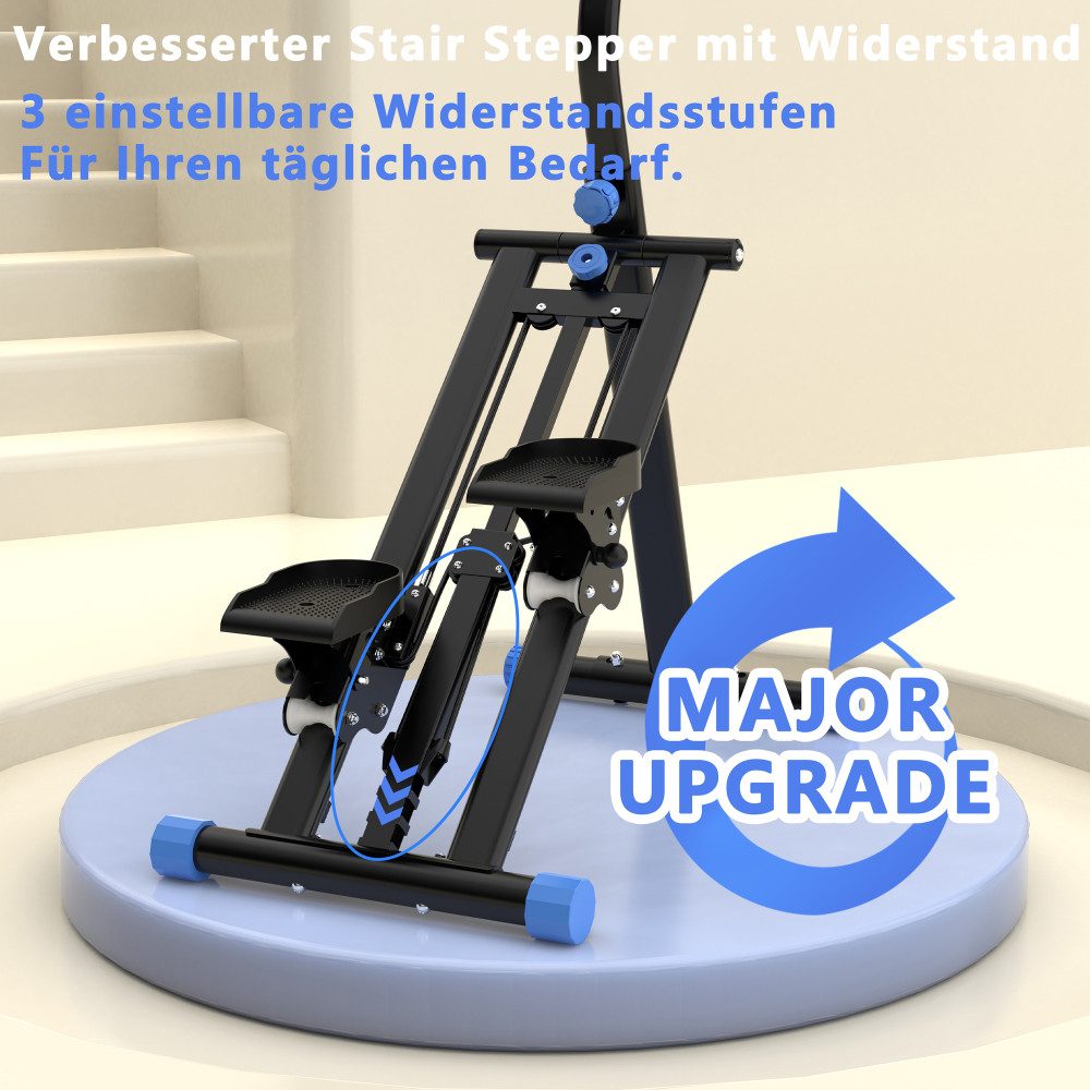 BBG Heimtrainer Stair Stepper Trainingsgerät für Zuhause, einstellbarer Widerstand, ABS/Stahl, faltbar für Heim-Fitnessstudio und Büro