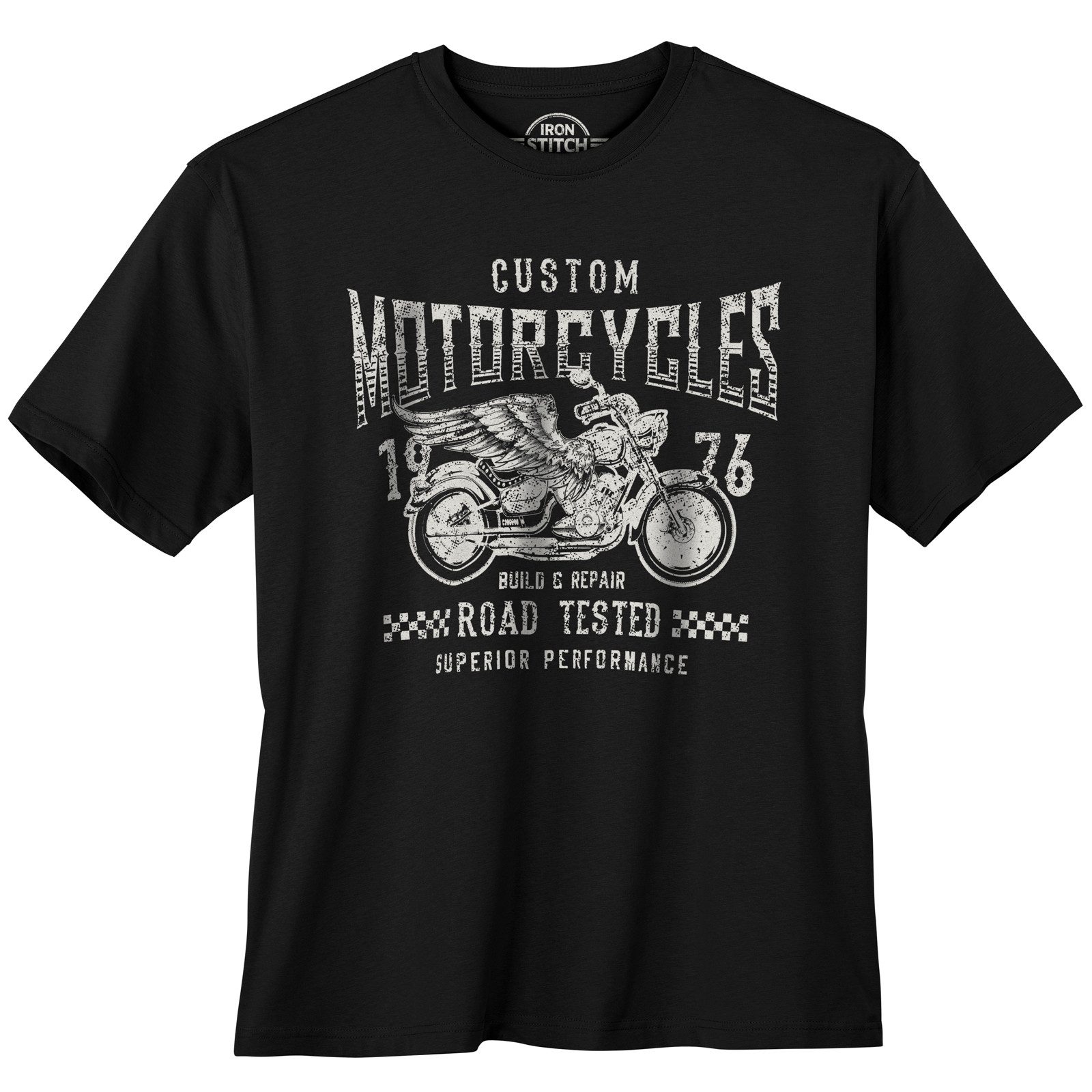 Iron Stitch Print-Shirt Iron Stitch Übergrößen T-Shirt schwarz Motorcycles