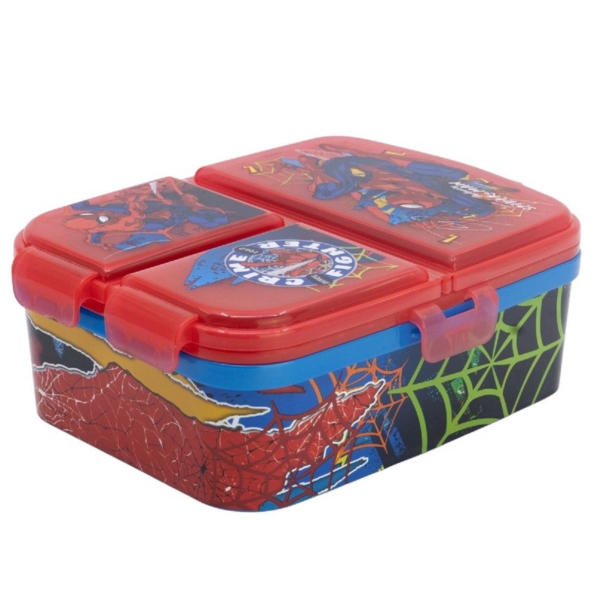 Stor Lunchbox Spiderman Kinder Brotdose XL – Lunchbox 3 Fächern & tollem Design, (1x Deckel, 1x Lunchbox), Brotdose, Lunchbox