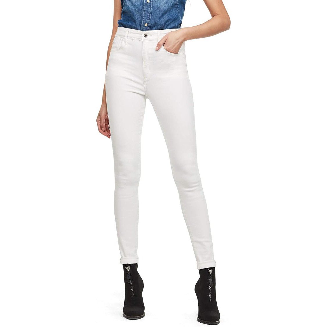 G-STAR Gerade Jeans Damen Kafey Ultra High Skinny Jeans (1-tlg) Skinny wmn white 30/28