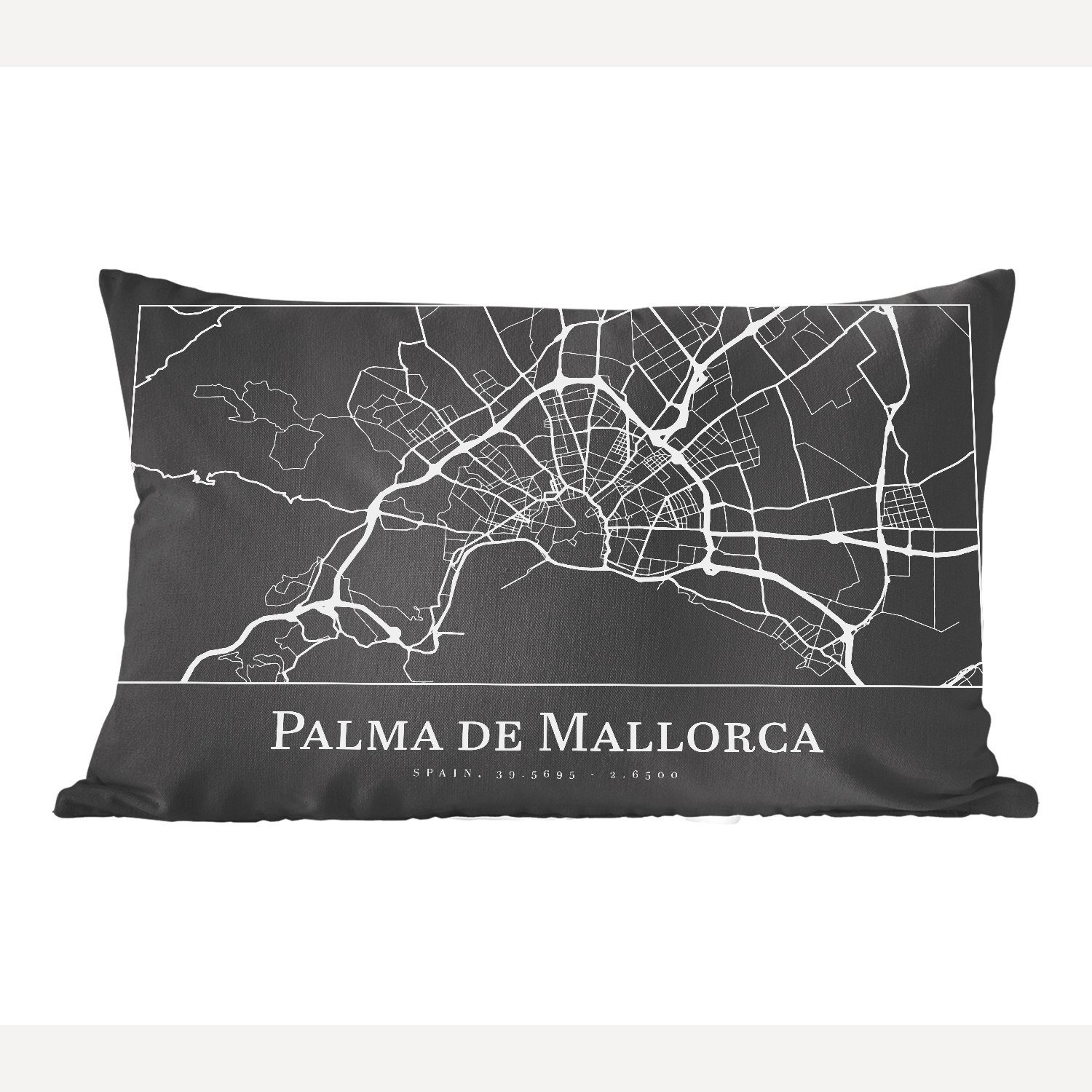 Karte, mit Schlafzimmer Wohzimmer - - Dekokissen de Füllung, Mallorca MuchoWow Palma Zierkissen, - Karte Dekoration, Dekokissen Stadtplan