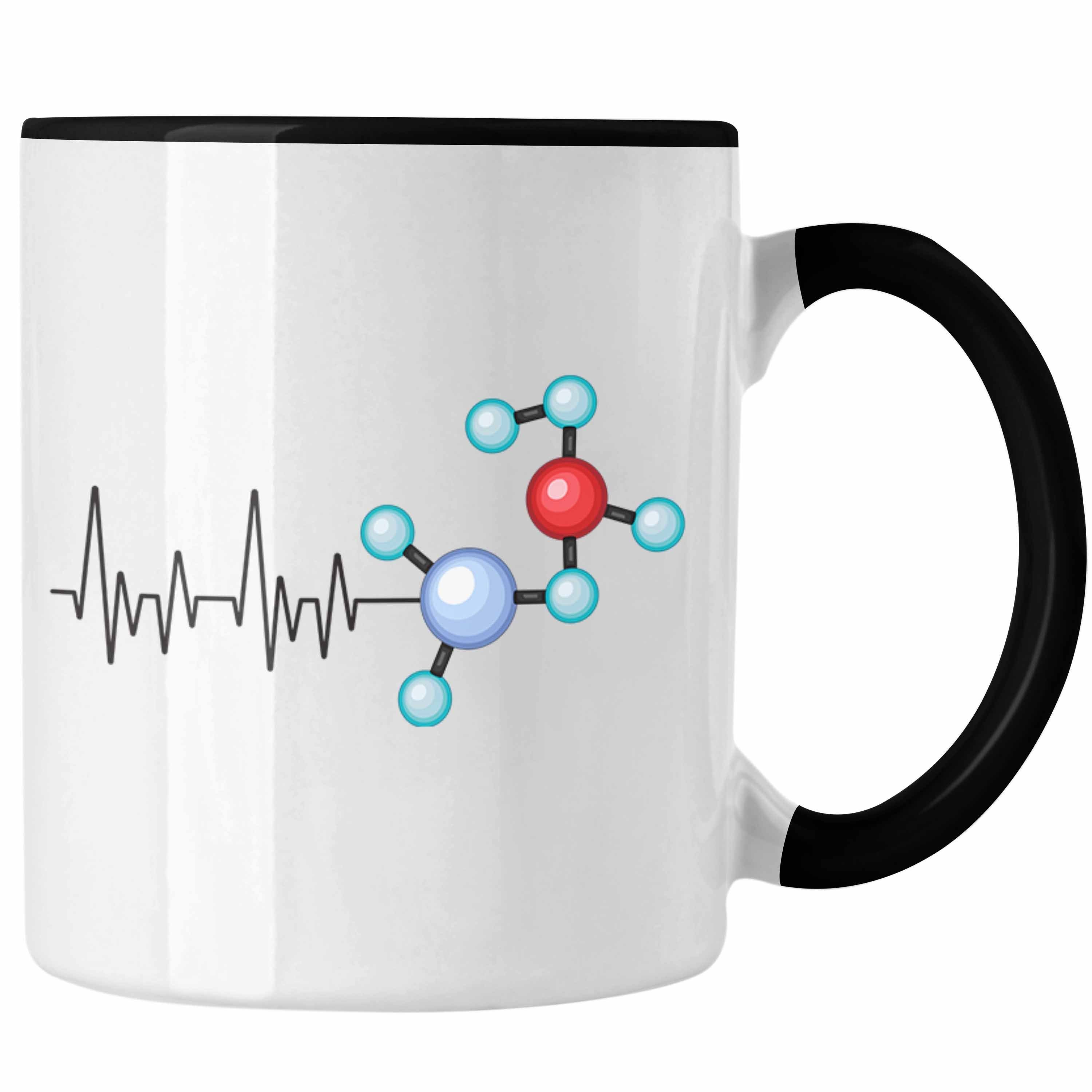 Schwarz Herzschlag für Tasse Physik Trendation Trendation Physiker Tasse Geschenk Lehrer - Atom