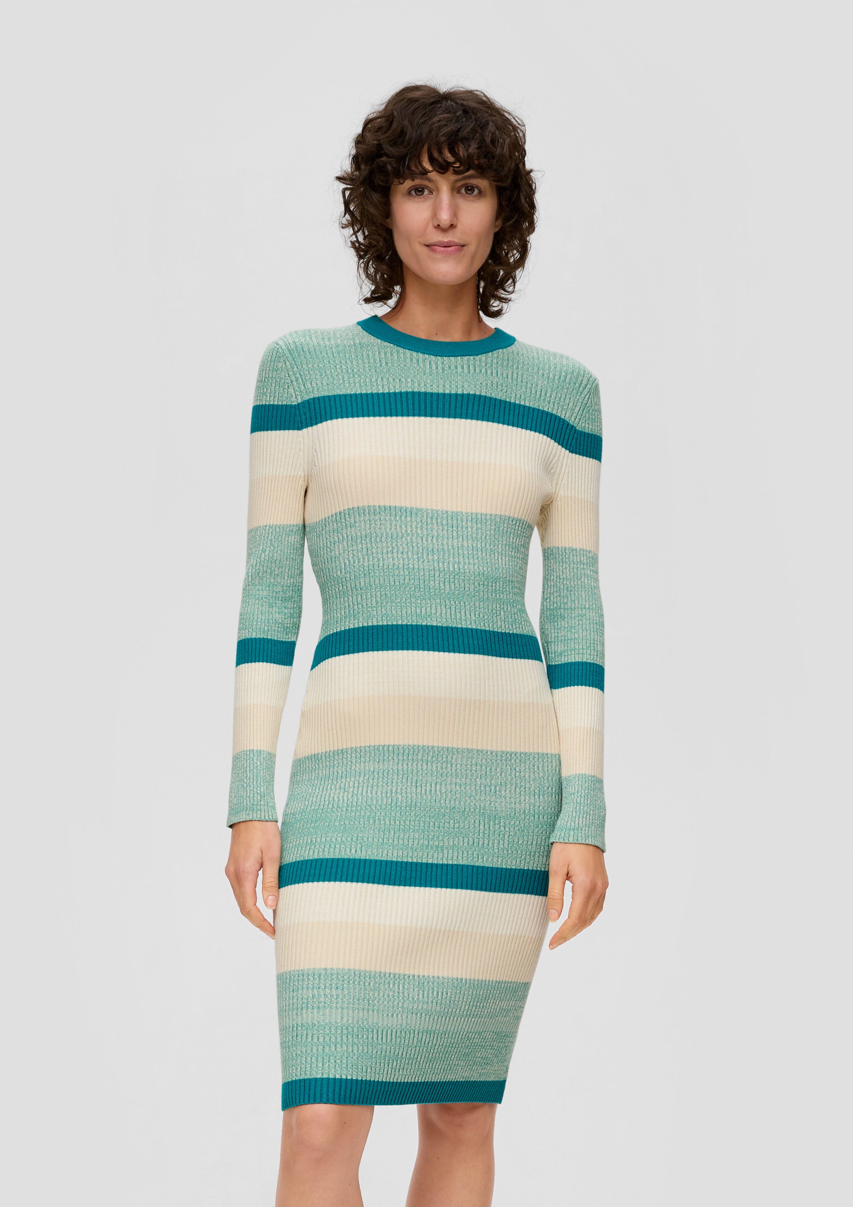 s.Oliver Minikleid Kleid mit Colour-Blocking Rippbündchen