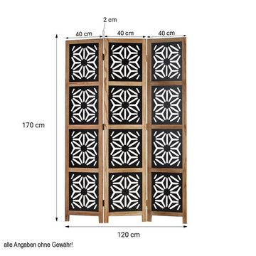 Homestyle4u Paravent Raumteiler 3 fach Holz Trennwand Natur, 3-teilig