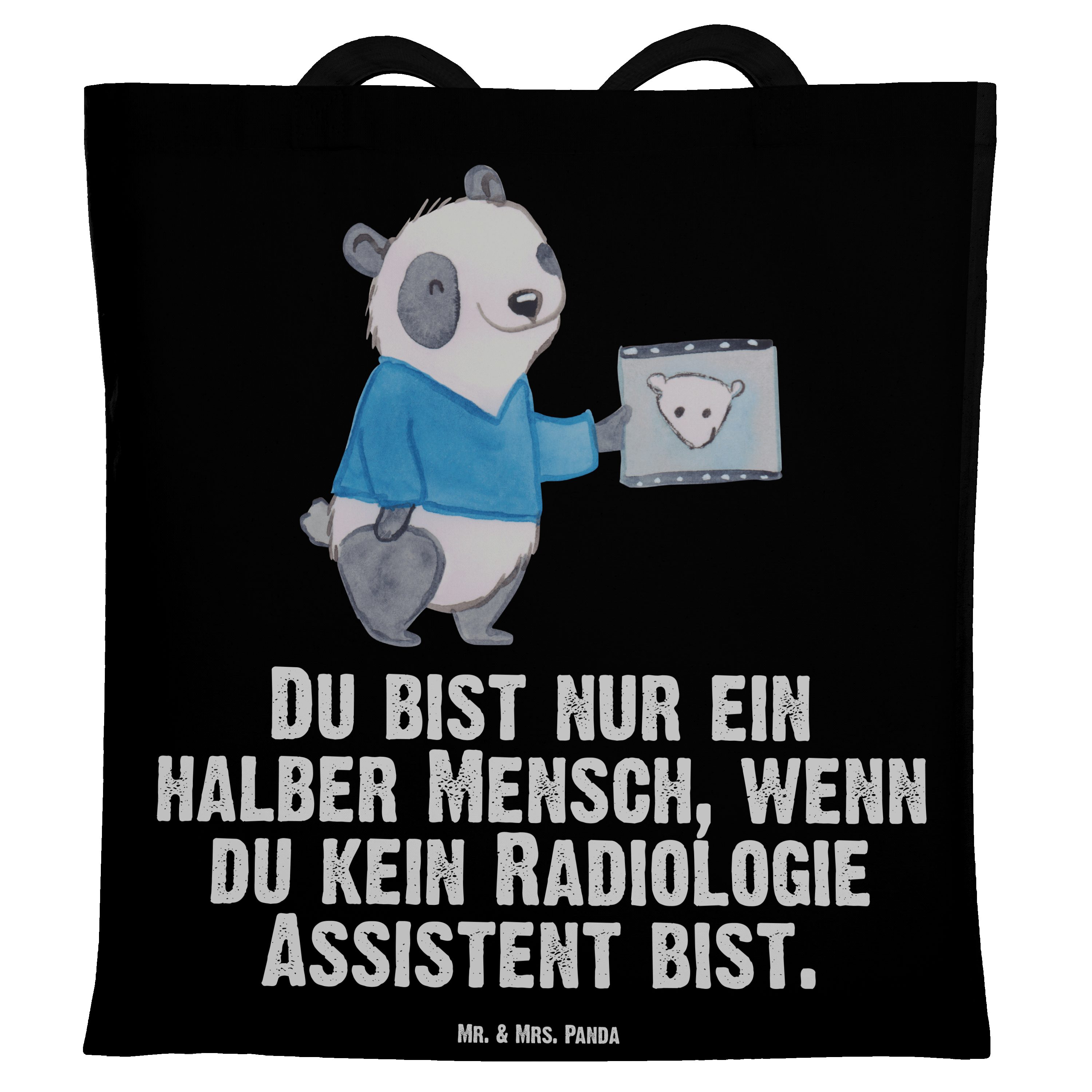 Mr. & Mrs. Panda Tragetasche Radiologie Assistent mit Herz - Schwarz - Geschenk, Jutebeutel, Stoff (1-tlg)